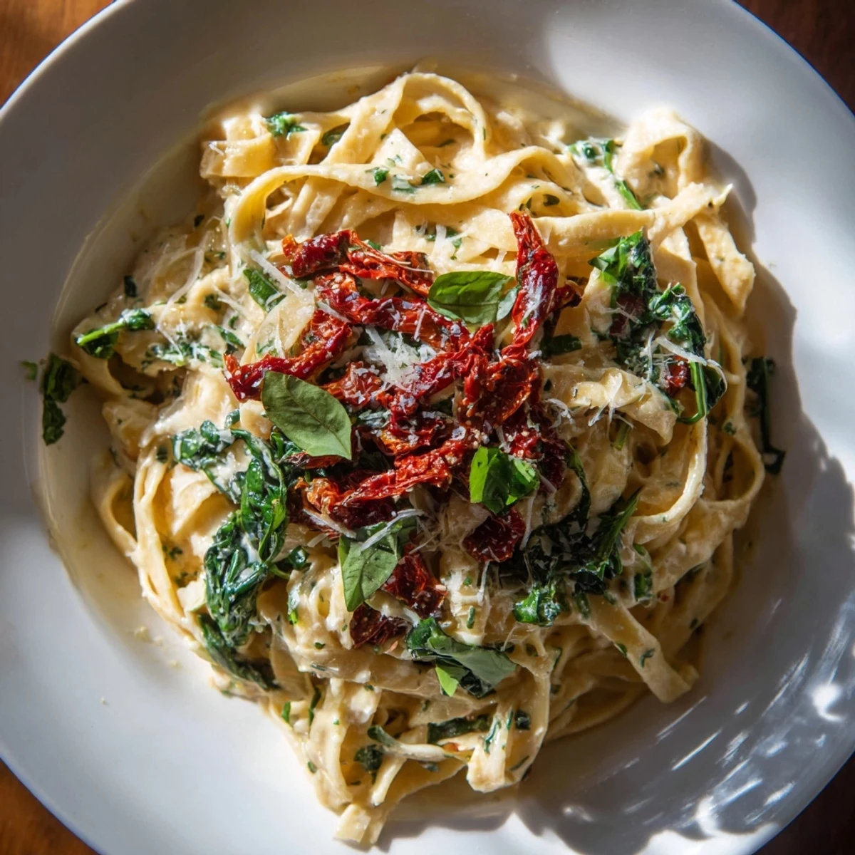 The rich, silky sauce coats the tender pasta in this beautiful One-Pot Creamy Tuscan Garlic Herb Pasta.