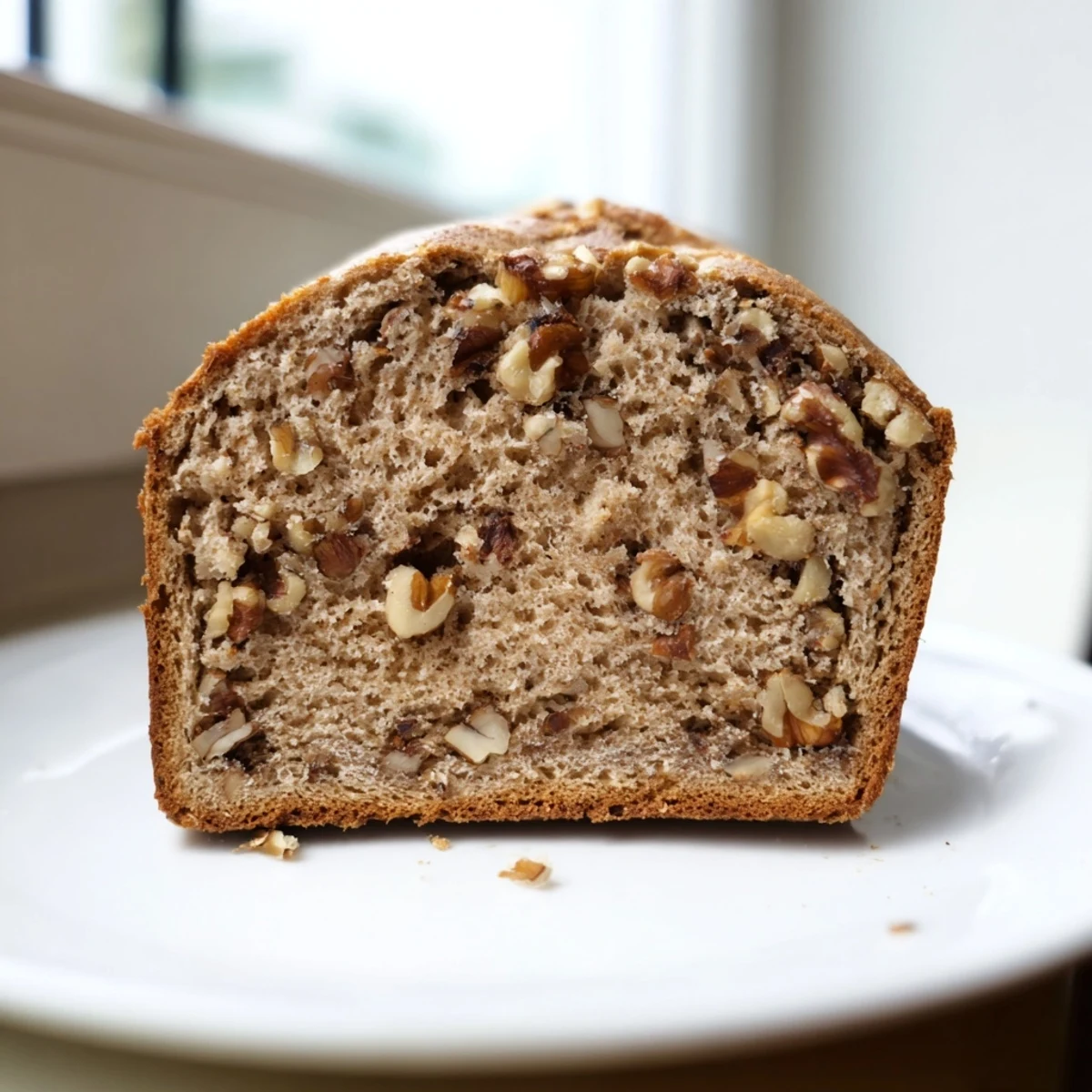 A beautifully textured Nutty Whole Wheat Loaf Bread, perfect for sandwiches or served with butter.
