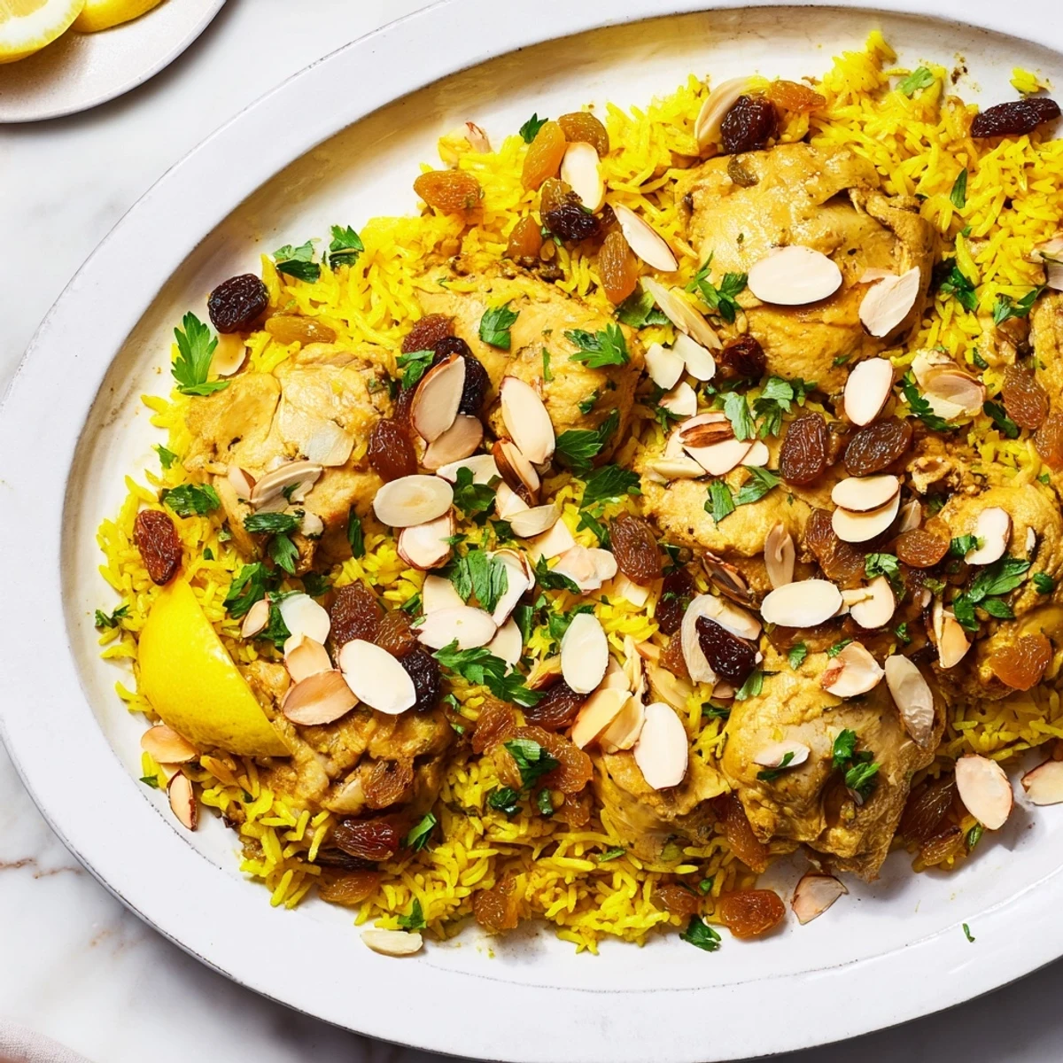 Hearty Chicken and Rice Pilaf, featuring saffron-infused rice and flavorful, tender cooked chicken.