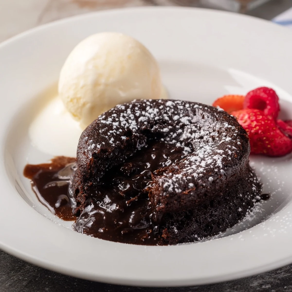 Indulge in these rich cocoa-warm dark chocolate lava cakes, imagine the warm, gooey chocolate center.