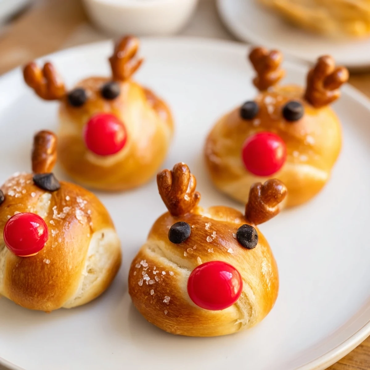 Rudolf's Red Nose pretzel bites, golden brown and cheesy, are ready for a festive holiday snack.
