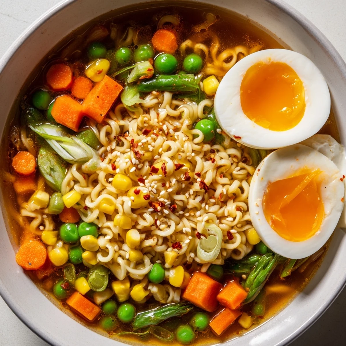 Enjoy flavorful ramen upgrade with frozen peas; imagine the warmth and deliciousness!