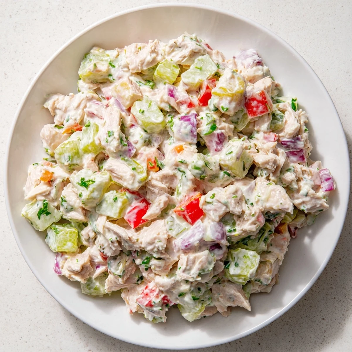 Refreshing canned chicken salad featuring Mrs. Dash seasoning, perfect for a quick and healthy lunch.