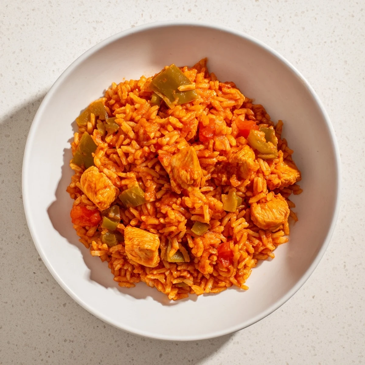 A close-up of the flavorful One-Pot Chicken and Rice, ready to serve with fresh cilantro.