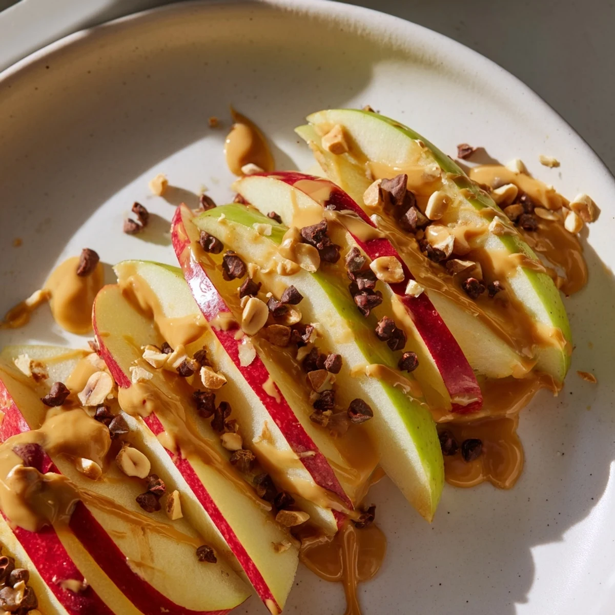 Savory and sweet: These Peanut Butter Apple Nachos offer crunchy apples with peanut butter and nuts.