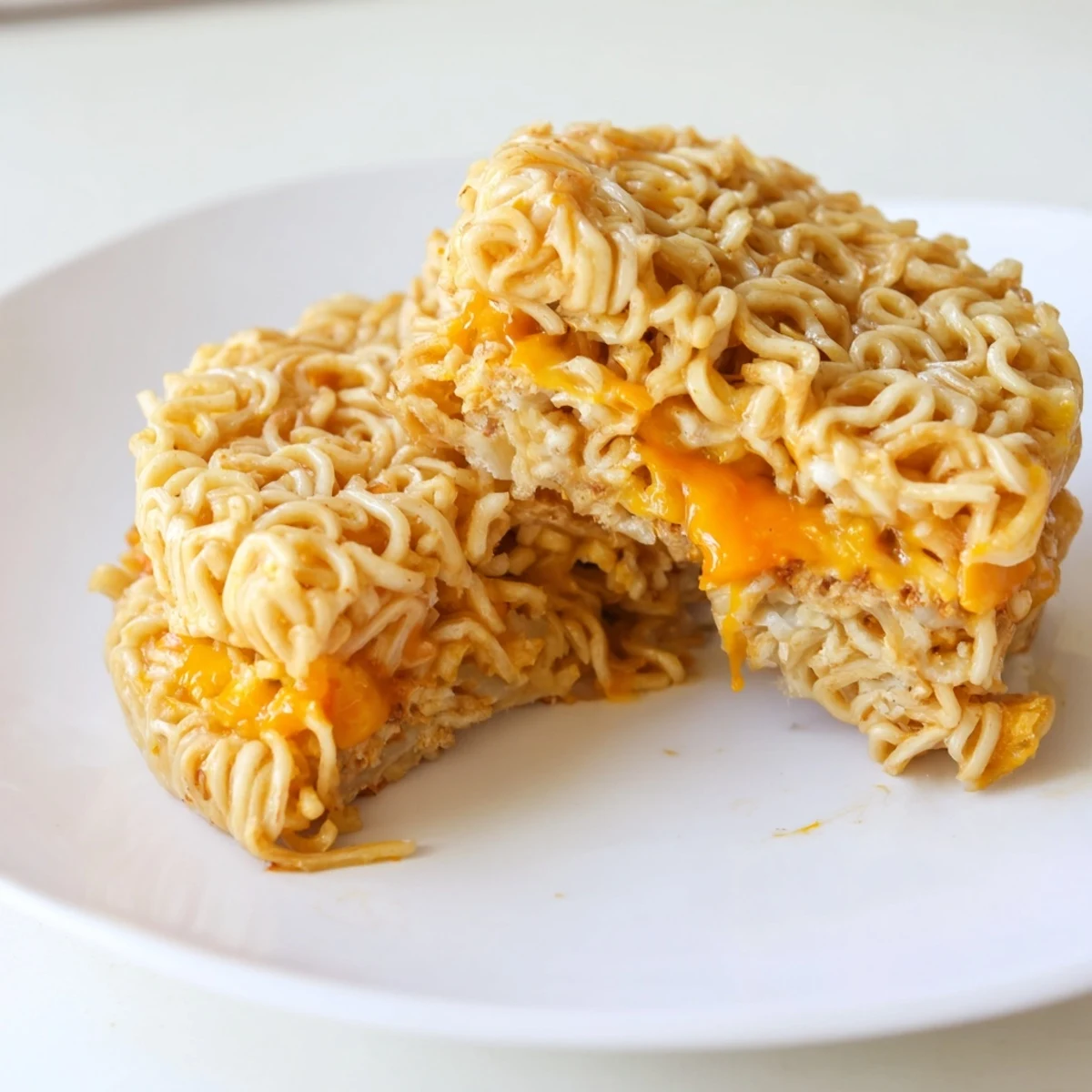 Crispy Instant Ramen Grilled Cheese oozes melted cheddar, ready for a satisfying, spicy bite.