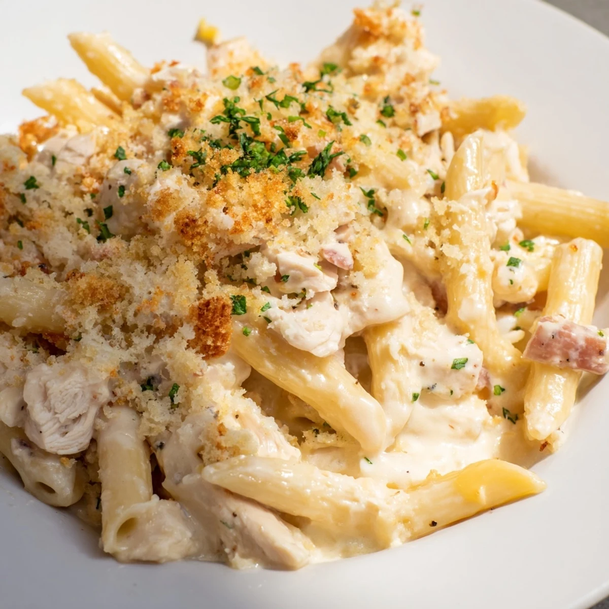 This baked Jalapeño Popper Chicken Pasta features tender chicken, spicy jalapeños, and a rich, cheesy sauce.