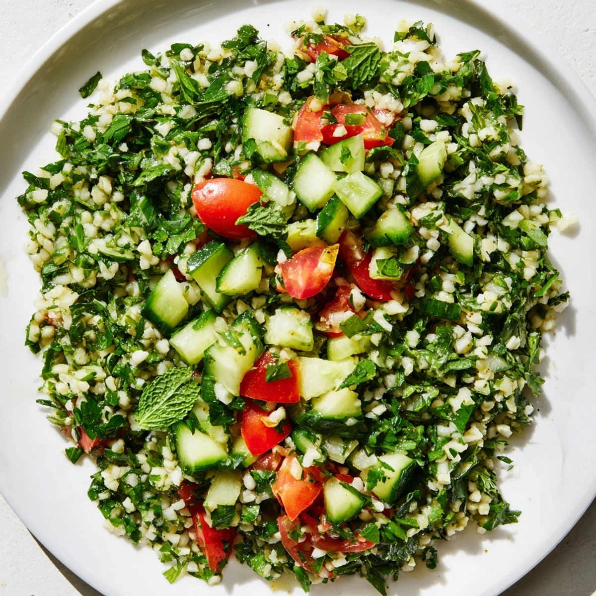 Homemade Lebanese Tabbouleh Salad: a refreshing, vegetarian salad perfect for a light lunch.