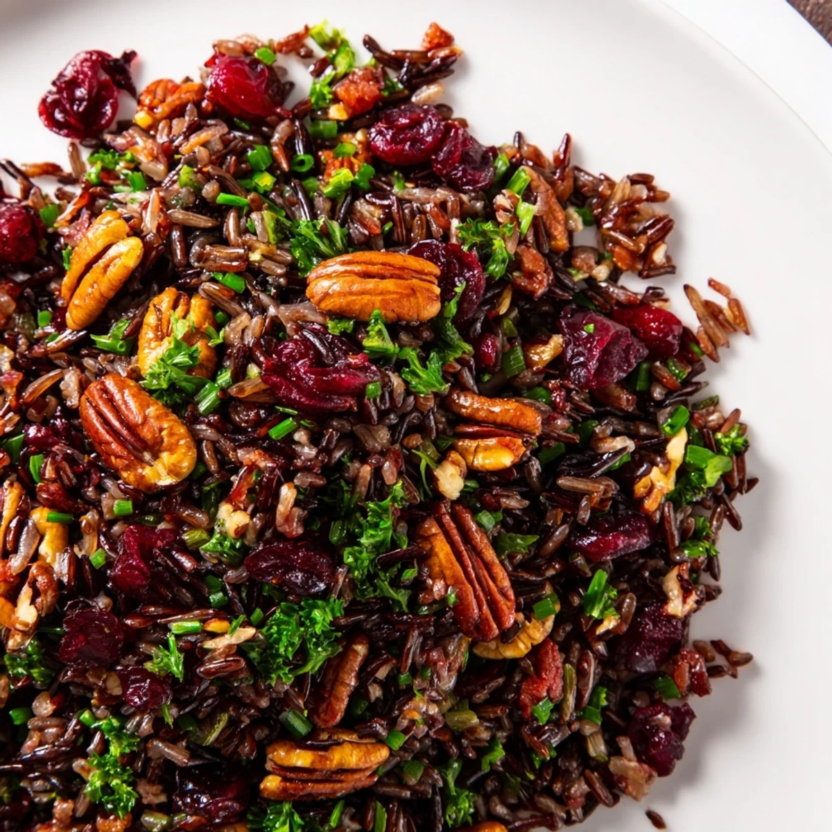 A festive autumn side dish, Wild Rice Harvest Salad combines nutty grains, sweet apples, and crunchy pecans.
