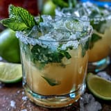 Refreshing non-alcoholic margarita featuring zesty lime and orange, sparkling water, and a festive sea salt rim for celebration.