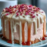 Luscious Rosé Velvet Cake, perfectly frosted with a shimmering edible gold drip.
