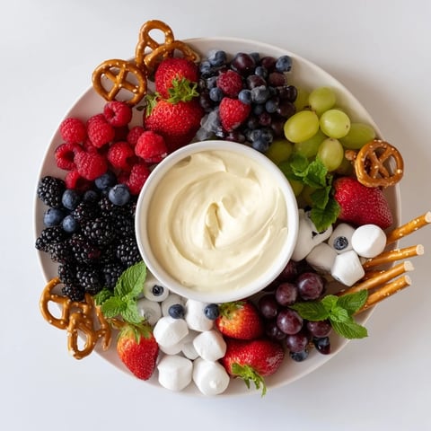 Mistletoe Kiss Berry Dip Board: a colorful holiday dessert with fresh berries and creamy dip, ready to serve.