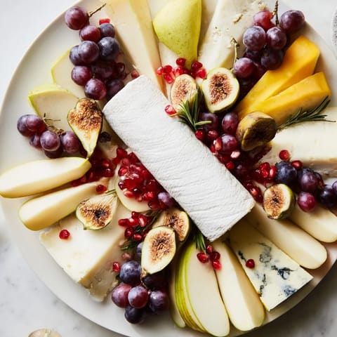 See this beautiful Star of Bethlehem Cheese Platter with an array cheeses, fresh fruit and fancy crackers.