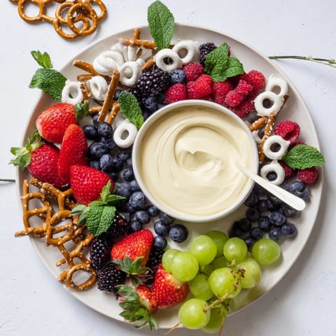 Vibrant Mistletoe Kiss Berry Dip Board arrangement: juicy berries surrounding a sweet, chilled cream cheese dip.