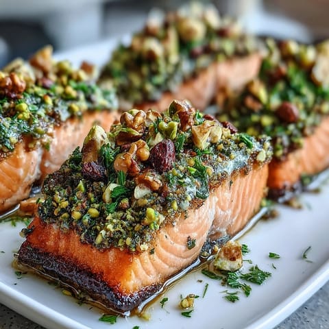 Confit Salmon Tahini Pistachio Crust