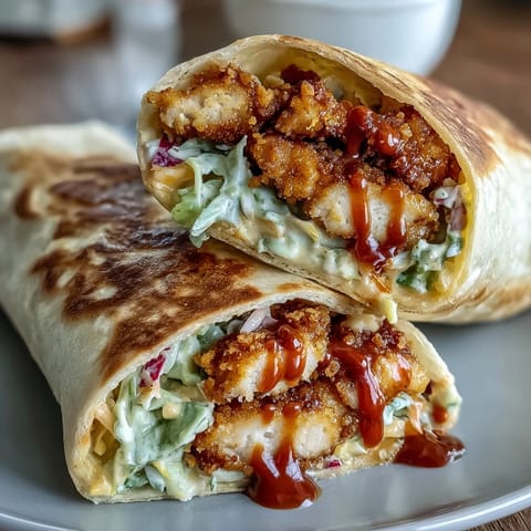 Crispy turkey strips wrapped in soft tortillas with crunchy slaw and zesty Korean-inspired sauce for a satisfying snack.  