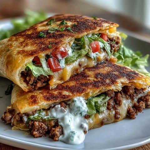 Keto Taco Bell Copycat Crunchwrap with seasoned beef, melty cheese, and crisp lettuce wrapped in a golden keto tortilla.