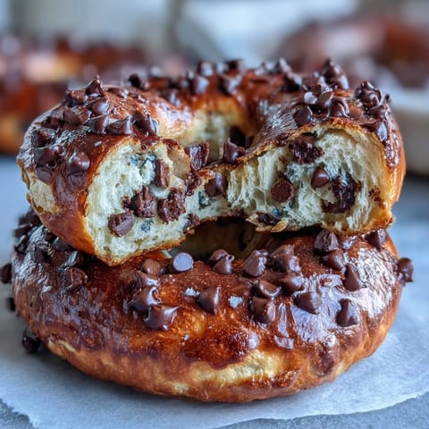 Soft and chewy homemade chocolate chip protein bagels, baked fresh and ready for meal prep.  