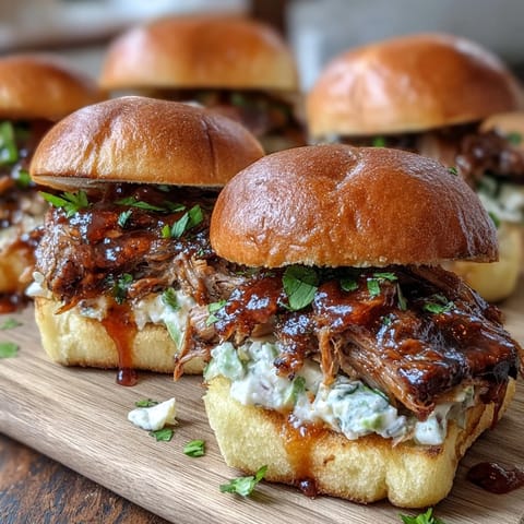 2. Tender pulled pork piled high on slider buns, drizzled with BBQ sauce and crowned with crunchy coleslaw—perfect for baby shower celebrations.