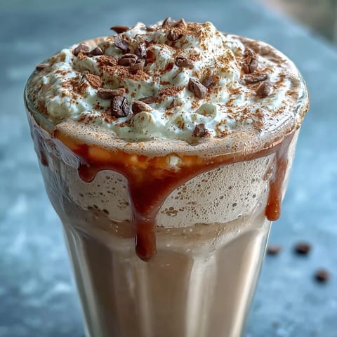 Creamy Vanilla Bean Frappuccino Protein Shake with vanilla bean paste and whipped cream, perfect for a high-protein snack or breakfast.