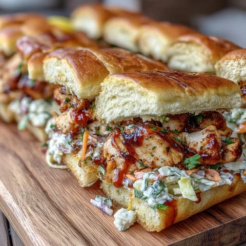 Juicy BBQ chicken sliders with tangy coleslaw on soft buns, perfect for Fourth of July BBQ parties.  