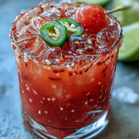 Bright Cinco de Mayo Watermelon Jalapeño Margarita Mocktail, a refreshing, spicy, and sweet non-alcoholic delight.
