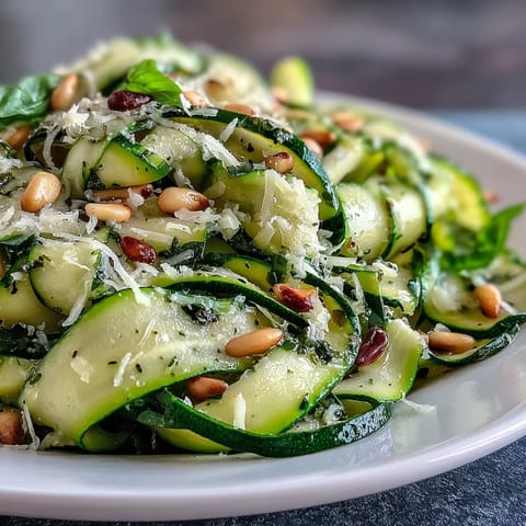 Shaved zucchini ribbon salad with lemon and Parmesan, a vibrant, fresh summer side dish.