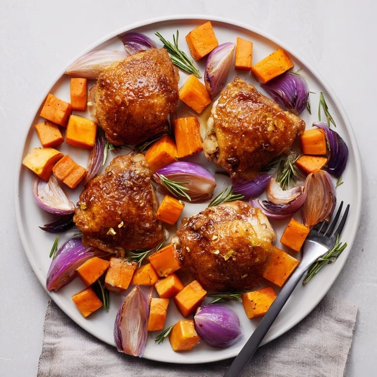 Savory Honey-Glazed Chicken with Roasted Root Vegetables, a vibrant, healthy, and comforting dinner.