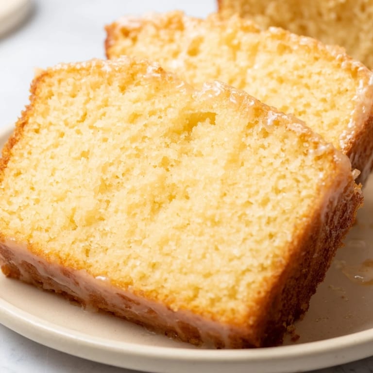 Warm, buttery aroma of fresh Soft Glow Golden Honey Pound Cake, ideal with a dollop of whipped cream.