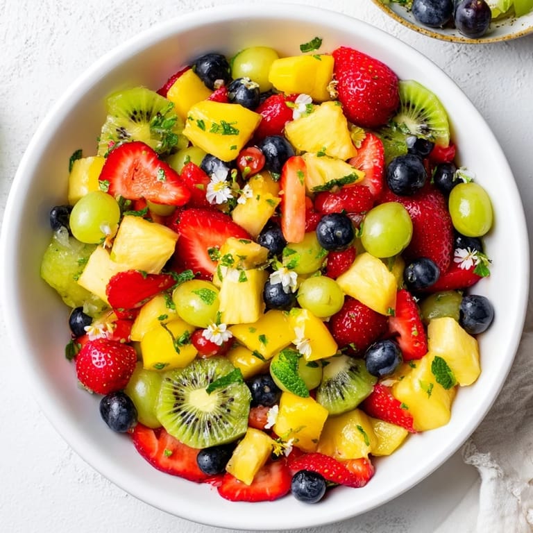 This beautiful Festive Bow Fruit Medley showcases fresh fruit drizzled with a zesty lime dressing, ready to enjoy.