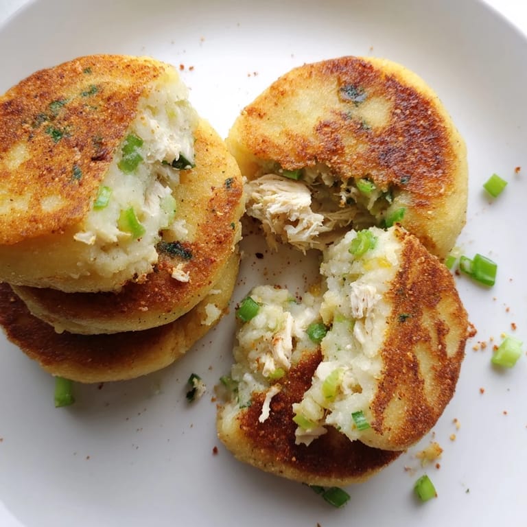 Imagine savory, pan-fried Potato and Chicken Cakes, seasoned perfectly and ready for a delicious dinner.