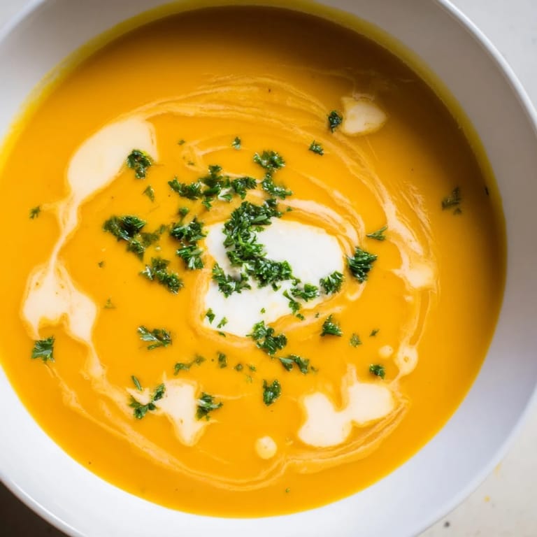 Enjoy a rich and flavorful Sweet Maple Carrot Soup, perfect for a cozy, comforting meal.