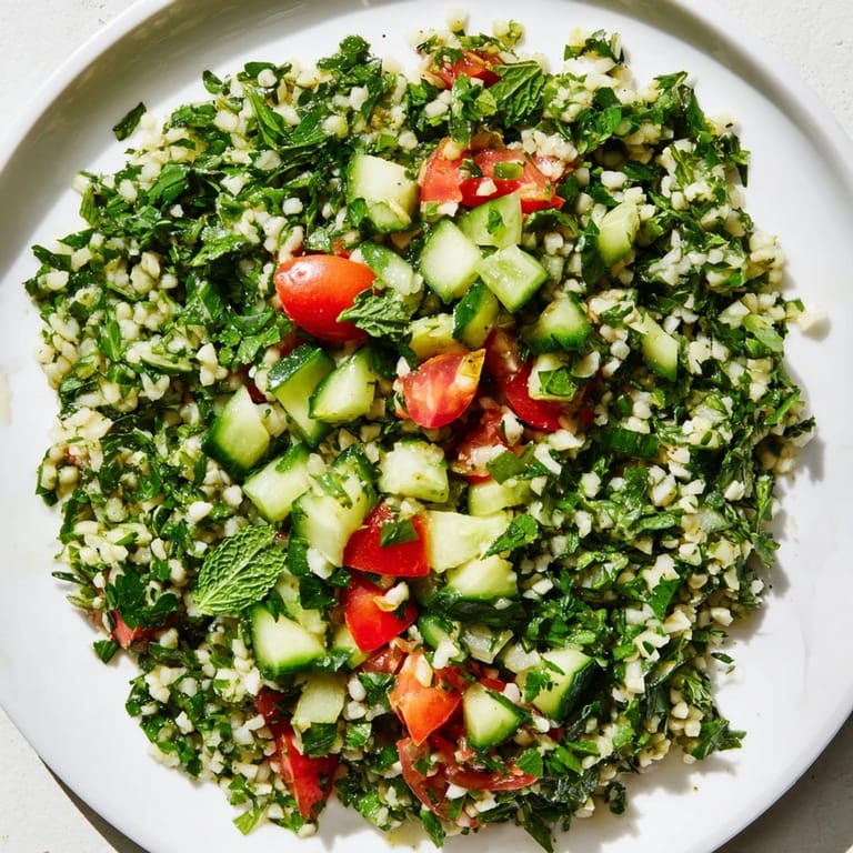 Homemade Lebanese Tabbouleh Salad: a refreshing, vegetarian salad perfect for a light lunch.