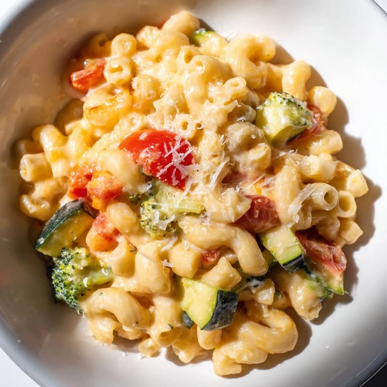 Tender roasted vegetables like bell peppers and broccoli add sweet, caramelized flavor to this easy vegetarian dinner.