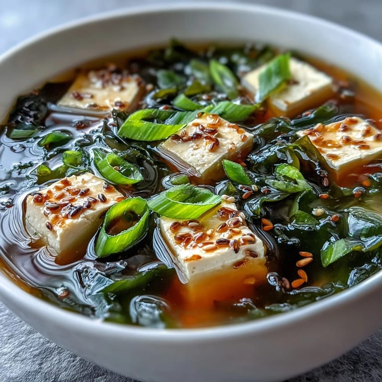 A steaming bowl of flavorful miso soup with tender tofu, ready to enjoy.