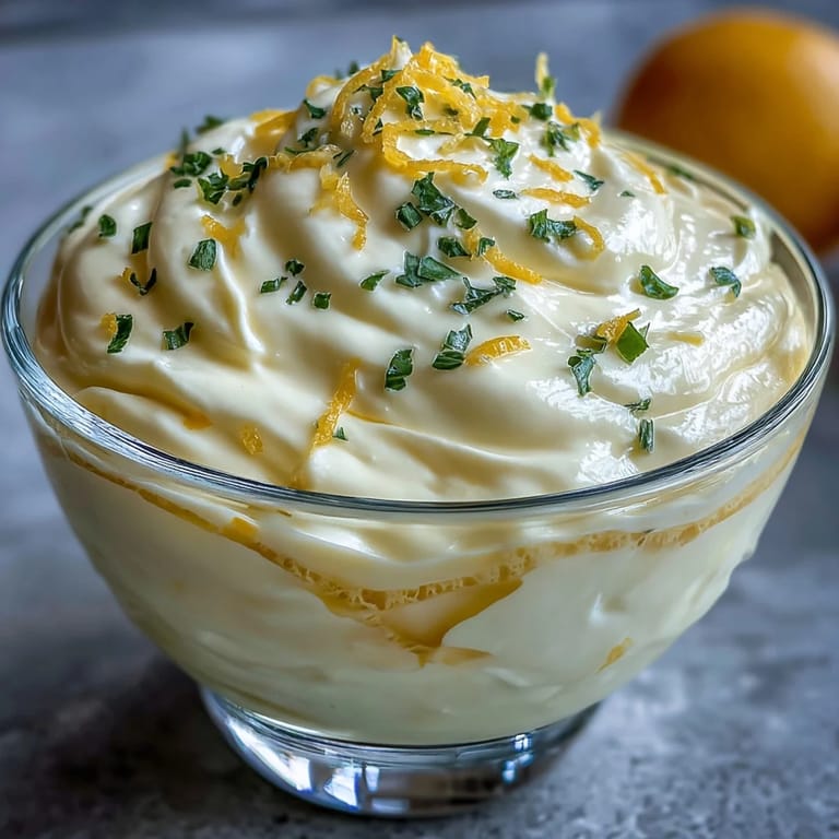 Layered lemon fool dessert with whipped cream texture and a shortbread biscuit on the side.