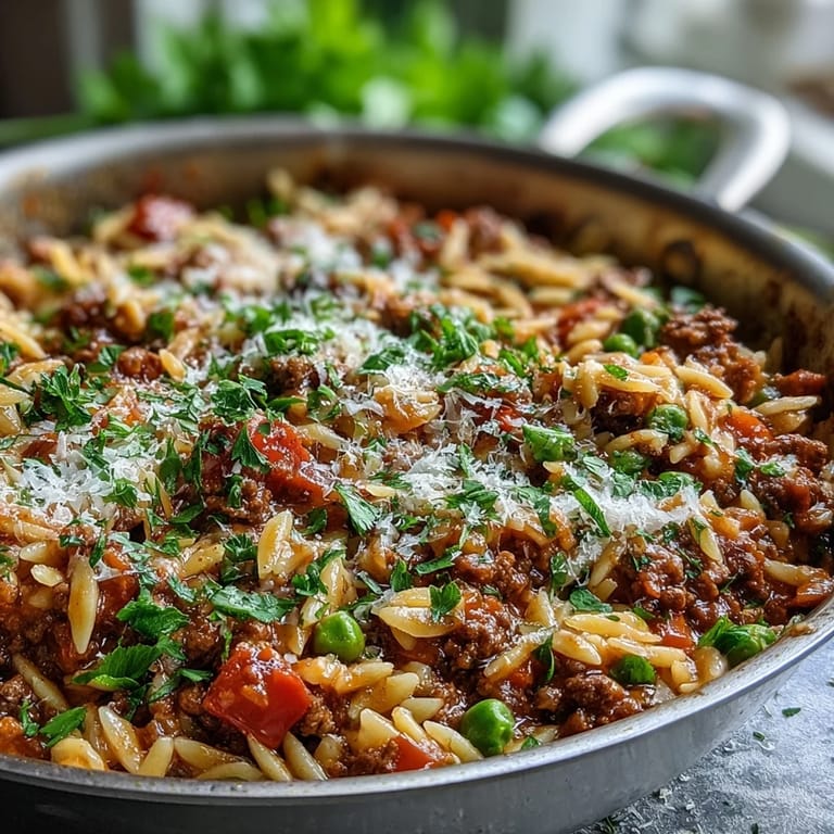 A hearty skillet meal topped with melted Parmesan and fresh parsley for weeknight comfort.