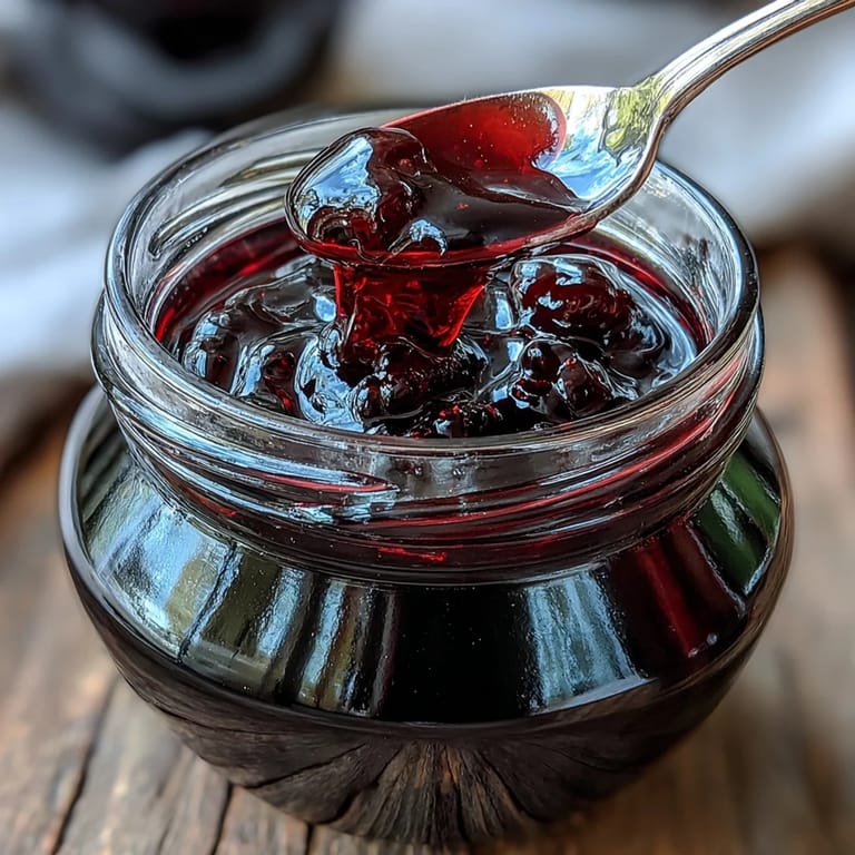 Shiny Black Currant Jelly fills a flaky pastry, revealing a deep purple center for a perfect dessert.