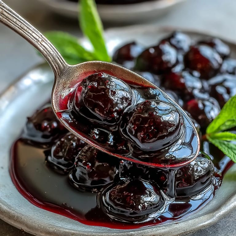 Dark, vibrant Black Currant Syrup swirls into a sparkling glass of lemonade, garnished with fresh mint.