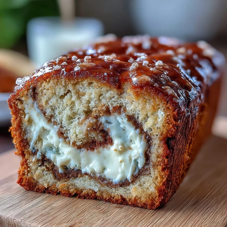 Slice of Cream Cheese Cinnamon Swirl Protein Loaf served on a white plate showing moist crumb and creamy filling.