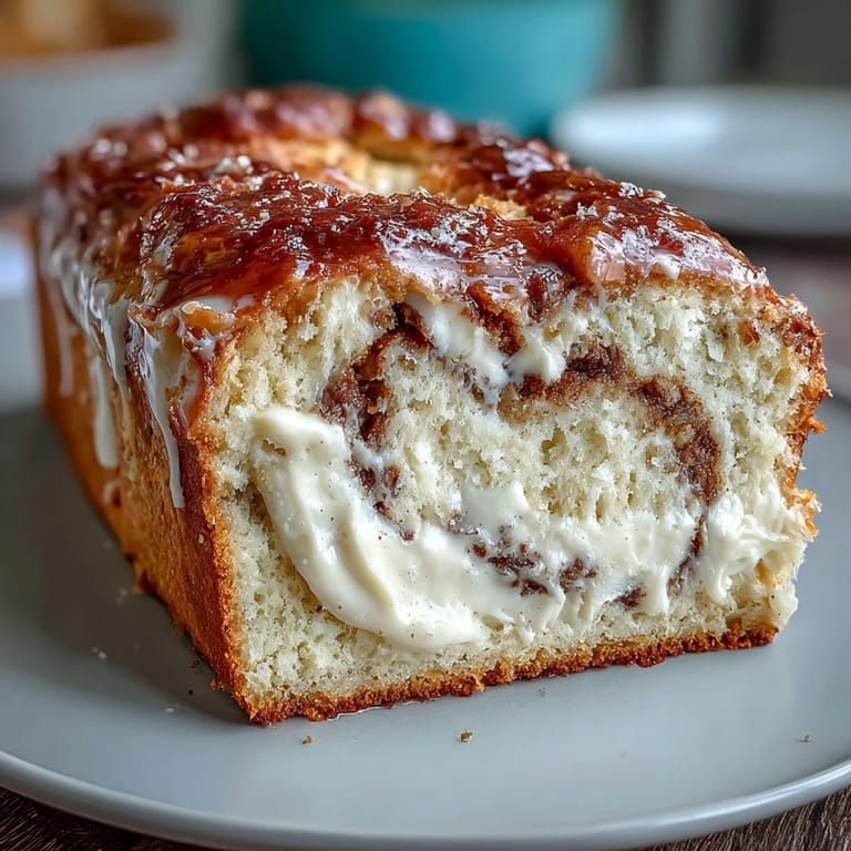 Warm Cream Cheese Cinnamon Swirl Protein Loaf loaf cut into slices, perfect high-protein snack ready to enjoy.