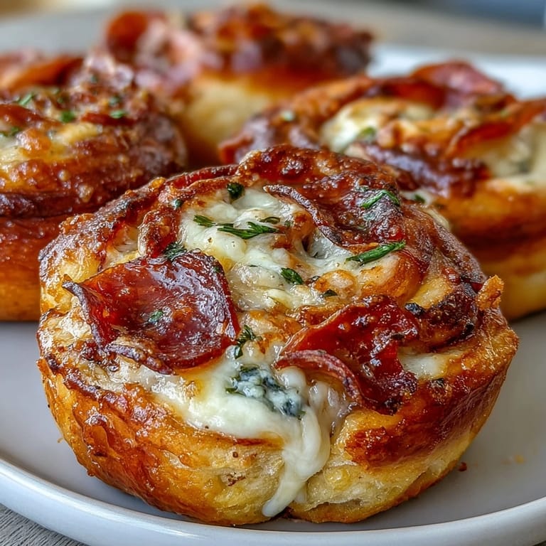 Golden-brown Pizza Roll Stuffed Garlic Knots lined up on parchment, brushed with fragrant garlic butter and parsley.