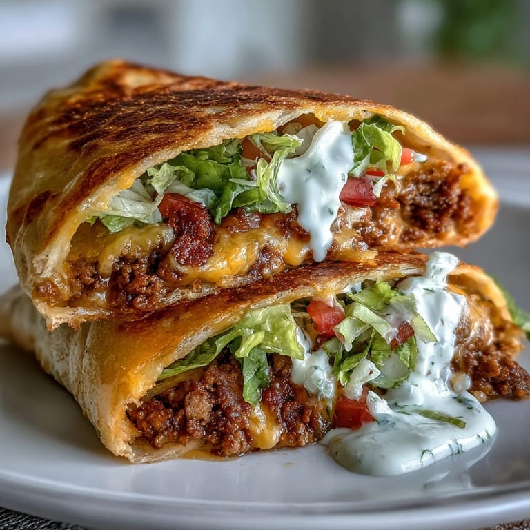 Crispy, low-carb Crunchwrap Supreme filled with taco-seasoned beef, crunchy pork rinds, and fresh veggies for a satisfying keto meal.