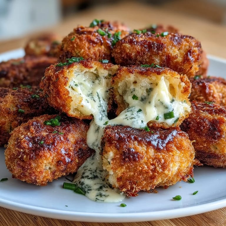 Cheesy funeral potatoes croquettes air fried to perfection, featuring a crunchy cornflake coating and savory potato filling.