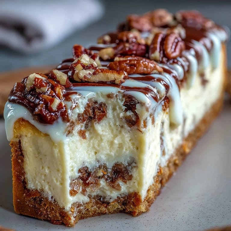Swirled carrot cake cheesecake bars with a rich cream cheese layer, offering a delightful dessert for any celebration.  