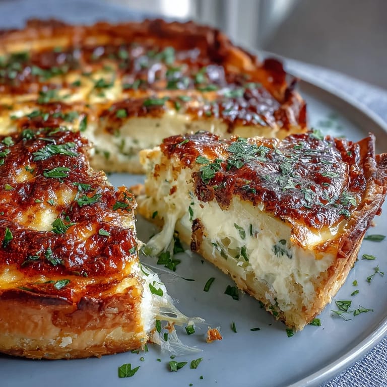 Rich, savory quiche with a buttery crust, melted Gruyere, and soft leeks, served warm from the oven.