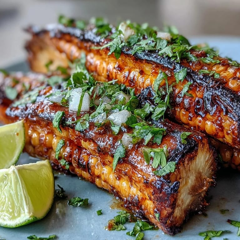 Vibrant grilled corn ribs, a sweet and savory appetizer drizzled in lime-spiked butter.
