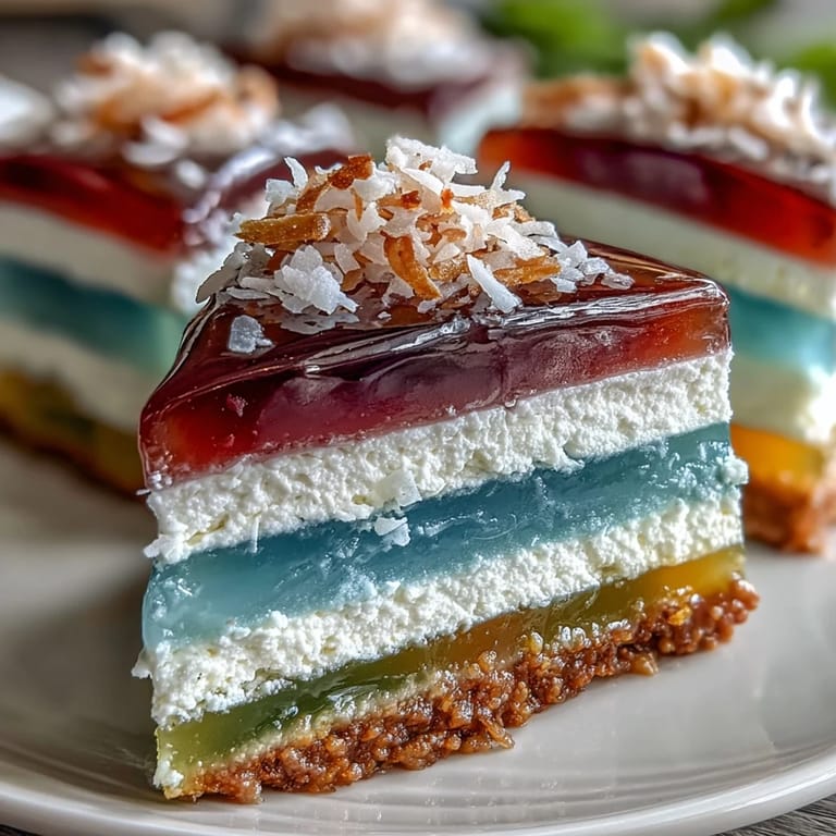 Visually stunning Agar-Agar Rainbow Jelly Cake, perfect for summer gatherings.