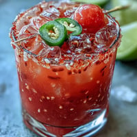 Bright Cinco de Mayo Watermelon Jalapeño Margarita Mocktail, a refreshing, spicy, and sweet non-alcoholic delight.