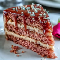 Elegantly draped Bridal Shower Rosé Velvet Cake with shimmering gold drip.